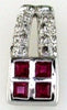 .30CT DIAMOND & AAA RUBY 14KT WHITE GOLD 3D ROUND & PRINCESS SQUARE PENDANT