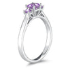 ESTATE .70CT AAA AMETHYST 14KT WHITE GOLD 3D PRINCESS & ROUND 3 STONE FUN RING
