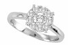 ESTATE 1CT DIAMOND 14KT WHITE GOLD CIRCULAR ROUND CLUSTER SOLITAIRE PROMISE RING