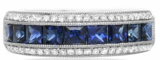 1.63CT DIAMOND & AAA SAPPHIRE 14KT WHITE GOLD ROUND & PRINCESS ANNIVERSARY RING
