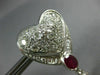 EXTRA LARGE 12.0CT DIAMOND & AAA RUBY 14K WHITE GOLD 3D HEART HANGING EARRINGS