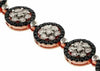 ESTATE WIDE 7.30CT WHITE & BLACK DIAMOND 14K ROSE GOLD 3D FLOWER TENNIS BRACELET