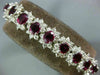 WIDE & LONG 19.3CT DIAMOND & AAA RUBY 18K WHITE GOLD OVAL FLOWER TENNIS BRACELET