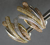 LARGE .90CT DIAMOND 14K TRI COLOR GOLD 3D MULTI LEAF CRISS CROSS EARRINGS #28268