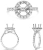 ESTATE .68CT DIAMOND 14K WHITE GOLD ROUND HALO 4 PRONG SEMI MOUNT ENGAGMENT RING
