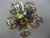 ESTATE LARGE 3.80CT DIAMOND & MULTI COLOR GEM 14K WHITE & BLACK GOLD FLOWER RING