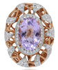 LARGE 5.68CT DIAMOND & AAA PINK AMETHYST 14KT ROSE GOLD FILIGREE FLORAL FUN RING