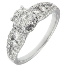 .80CT DIAMOND 14KT WHITE GOLD 3D ROUND CLUSTER FLOWER FRIENDSHIP PROMISE RING