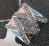 ESTATE .25CT DIAMOND 18KT WHITE GOLD 3D SQUARE DOUBLE X LOVE FLOATING PENDANT