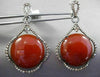 ANTIQUE MASSIVE 47.58CT FANCY DIAMOND & AAA RED AGATE 14KT 2 TONE GOLD EARRINGS