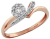 ESTATE 0.22CT DIAMOND 14KT ROSE GOLD 3D CLASSIC FLOWER LOVE KNOT FUN RING