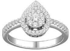 .58CT DIAMOND 14KT WHITE GOLD ROUND HALO CLUSTER SEMI ETERNITY ANNIVERSARY RING