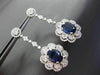 ANTIQUE LARGE 13.33CTW DIAMOND & AAA SAPPHIRE 18KT WHITE GOLD HANGING EARRINGS