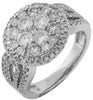 ESTATE WIDE 1.80CT DIAMOND 14KT WHITE GOLD 3D CLASSIC ROUND CLUSTER PROMISE RING
