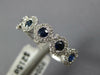 ESTATE .59CT DIAMOND & AAA SAPPHIRE 18K WHITE GOLD 3D ROUND FLOWER HALO FUN RING