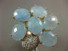 ESTATE LARGE 10.25CT DIAMOND & AAA BLUE QUARTZ 14KT YELLOW GOLD 3D FLOWER RING
