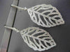 ESTATE 3.05CT DIAMOND 18KT WHITE GOLD 3D OPEN FILIGREE LEAF HANGING EARRINGS VVS