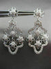 ESTATE LARGE 1.26CT DIAMOND 18K WHITE GOLD FILIGREE FLOWER STAR HANGING EARRINGS