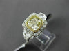ESTATE LARGE 3.43CT GIA FANCY YELLOW DIAMOND 18KT TWO TONE GOLD ENGAGEMENT RING