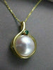 ESTATE .10CT AAA EMERALD & AAA MABE PEARL 14KT YELLOW GOLD PENDANT W/ CHAIN #330