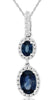 1.07CT DIAMOND & AAA SAPPHIRE 14KT WHITE GOLD OVAL & ROUND FUN FLOATING PENDANT