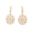 LARGE 1.74CT DIAMOND 18KT YELLOW GOLD 3D FLORAL WEB CIRCULAR HANGING EARRINGS