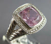 LARGE 3.54CT DIAMOND & AAA PINK QUARTZ 14KT WHITE GOLD CUSHION & ROUND FUN RING