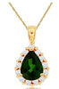 `.45CT DIAMOND & AAA RUSSALITE 14KT YELLOW GOLD PEAR SHAPE HALO FLOATING PENDANT