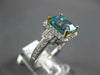 ESTATE LARGE 4.77CT DIAMOND & AAA BLUE ZIRCON 14KT WHITE GOLD 3D ENGAGEMENT RING