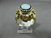 ANTIQUE LARGE BLACK ONYX & OPAL 14K YELLOW GOLD MULTI ROYAL FILIGREE FLOWER RING