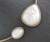 LARGE 1.10CT DIAMOND & AAA MOTHER OF PEARL 14KT ROSE GOLD HALO CHOKER NECKLACE