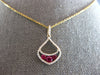 .75CT DIAMOND & AAA RUBY 14K ROSE GOLD 3 STONE TEAR DROP FLOATING PENDANT #28217