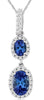 .86CT DIAMOND & AAA TANZANITE 14KT WHITE GOLD OVAL & ROUND DOUBLE FLOWER PENDANT