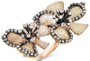 LARGE 6.35CT WHITE & MULTI COLOR DIAMOND 18KT ROSE GOLD DOUBLE FLOWER FUN RING