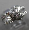 ANTIQUE WIDE .65CT DIAMOND 14KT WHITE GOLD 3D PAVE MOON DOUBLE BAND RING #3217
