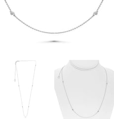 .28CT DIAMOND 14KT WHITE GOLD ROUND CLASSIC BY THE YARD ADJUSTABLE LOVE NECKLACE