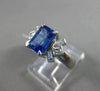 ANTIQUE WIDE 2.09CT DIAMOND & AAA SAPPHIRE PLATINUM EMERALD CUT ENGAGEMENT RING