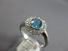 ESTATE 1.27CT DIAMOND & AAA BLUE TOPAZ 14KT WHITE GOLD 3D FILIGREE FLOWER RING