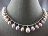 LARGE 1.63CT DIAMOND & AAA PINK PEARL 18KT WHITE GOLD GRADUATING TENNIS NECKLACE