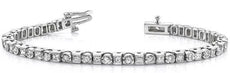 4.22CT DIAMOND 14KT WHITE GOLD ROUND & PRINCESS BEZEL & CHANNEL TENNIS BRACELET