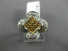 ESTATE .36CT WHITE & FANCY YELLOW DIAMOND 18K 2 TONE GOLD SQUARE FRIENDSHIP RING