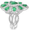 LARGE 4.49CT DIAMOND & AAA EMERALD 18KT WHITE GOLD 3D MULTI SHAPE COCKTAIL RING