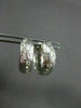 ANTIQUE WIDE .35CT DIAMOND 18KT WHITE GOLD FILIGREE HUGGIE EARRINGS #11988