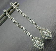 ESTATE .78CT ROUND & MARQUISE DIAMOND 18K WHITE GOLD 3D CLASSIC HANGING EARRINGS
