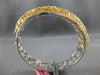 GIA LARGE 17.85CT WHITE & MULTI COLOR DIAMOND 18KT 2 TONE GOLD BANGLE BRACELET