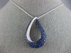 LARGE 1.40CT DIAMOND & AAA SAPPHIRE 18KT WHITE GOLD TEAR DROP LOVE KNOT PENDANT