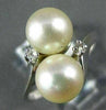 ESTATE WIDE .04CT DIAMOND & AAA SOUTH SEA PEARL 14K WHITE GOLD LOVE RING # 20658