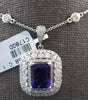 LARGE 4.04CT DIAMOND & AAA AMETHYST 14KT WHITE GOLD ROUND & EMERALD CUT PENDANT