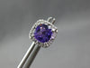 1.08CT DIAMOND & AAA AMETHYST 14KT WHITE GOLD CUSHION & ROUND HALO STUD EARRINGS