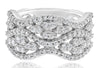 WIDE .85CT DIAMOND 14KT WHITE GOLD 3D MULTI ROW MARQUISE SHAPE ANNIVERSARY RING